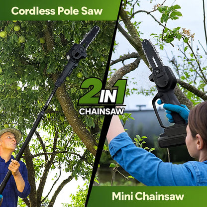 Better Gardens™ | 2-in-1 Mini Chainsaw – Extendable + 2 Free Batteries